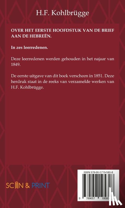 Kohlbrügge, H.F. - Over het eerste Hoofdstuk van de Brief aan de Hebreën