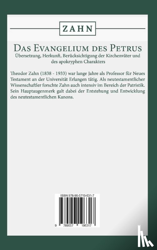 Zahn, Theodor - Das Evangelium des Petrus