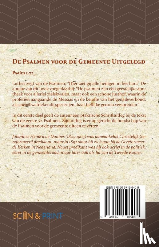 Donner, J.H. - De Psalmen voor de Gemeente uitgelegd 1