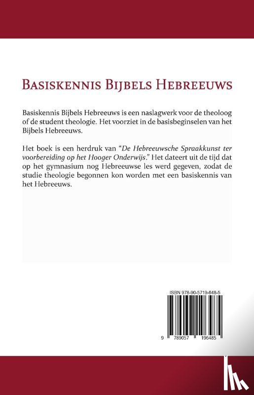 Noordtzij, M. - Basiskennis Bijbels Hebreeuws