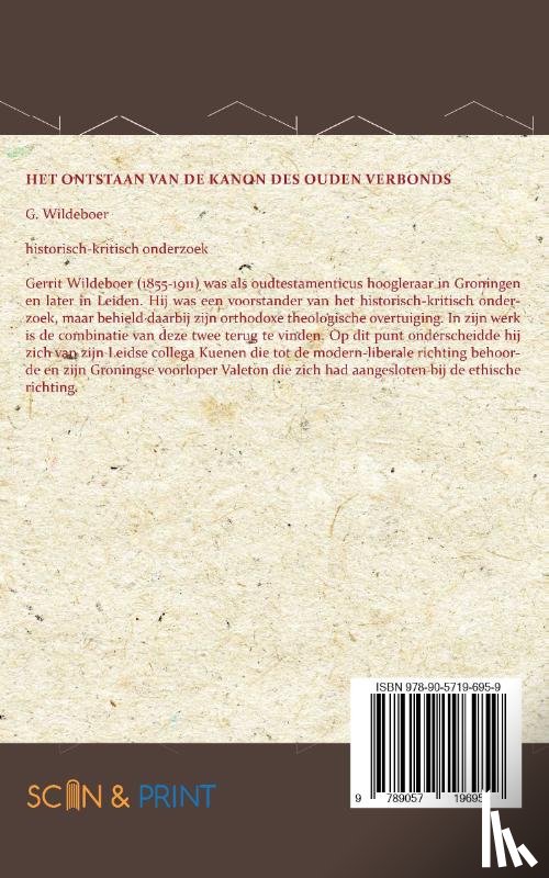 Wildeboer, G. - Het Ontstaan van de Kanon des Ouden Verbonds