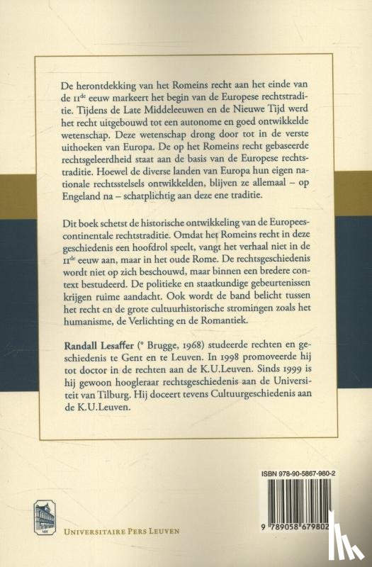 Lesaffer, Randall - Inleiding tot de Europese rechtsgeschiedenis