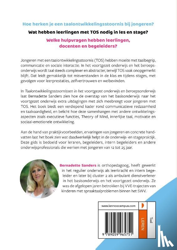Sanders, Bernadette - Taalontwikkelingsstoornissen in het voortgezet onderwijs en het beroepsonderwijs