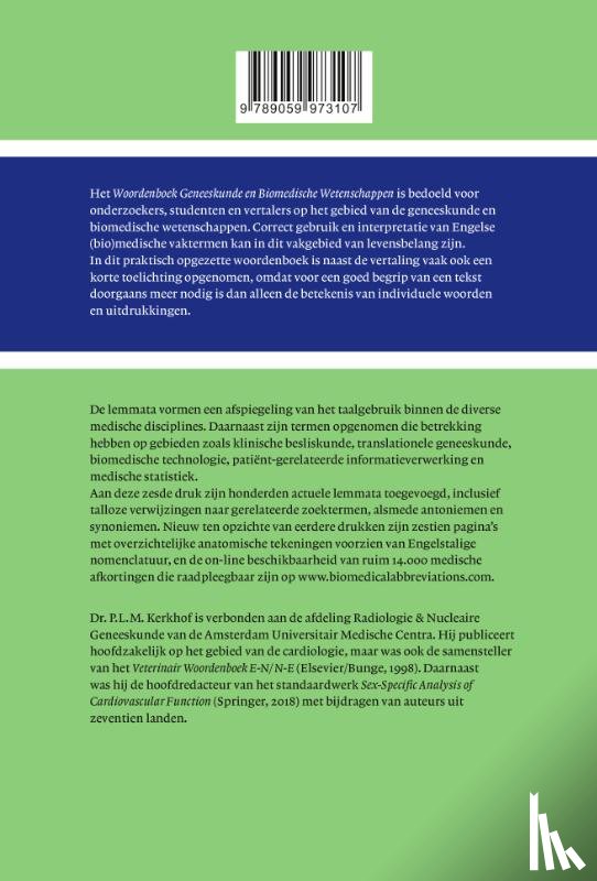 Kerkhof, Peter L.M. - Woordenboek geneeskunde en biomedische wetenschappen, zesde en geheel herziene druk