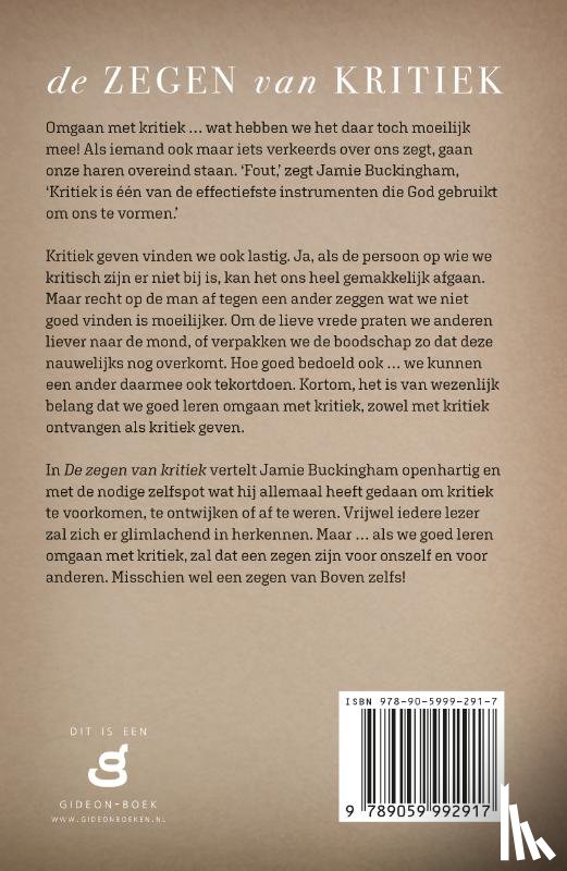 Buckingham, Jamie - Zegen van kritiek, De
