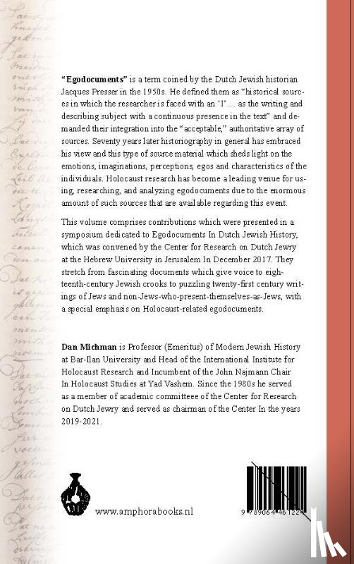  - EGODOCUMENTS in Dutch Jewish History