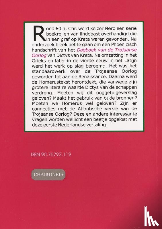 Cretensis, Dictys - Dagboek van de Trojaanse oorlog