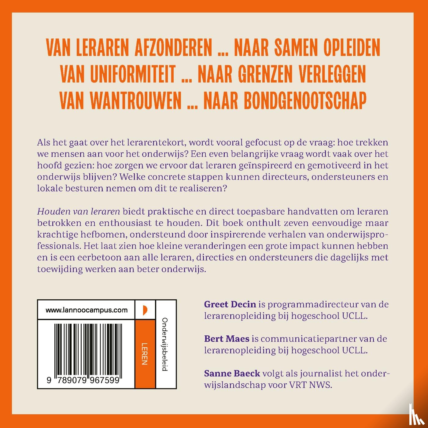 Decin, Greet, Maes, Bert, Baeck, Sanne - Houden van leraren