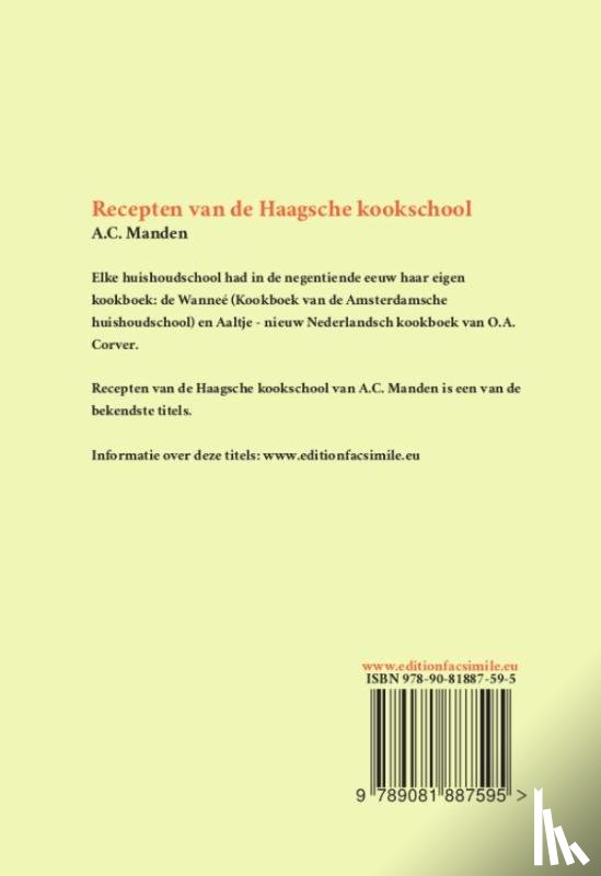 Manden, A.C. - Recepten van de Haagsche kookschool