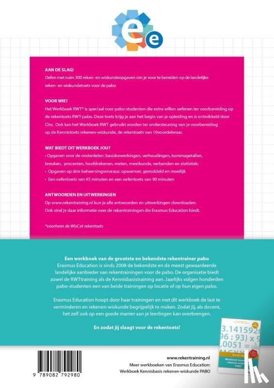 Education, Erasmus - Werkboek landelijke reken- en wiskunde Toets (RWT) PABO