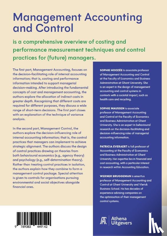 Hoozée, Sophie, Maussen, Sophie, Everaert, Patricia, Bruggeman, Werner - Management Accounting and Control