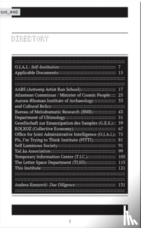 The Office For Joint Administrative Intelligence, Melzacka, Alicja, Knezovic, Andrea - Self-Institution/ Terminology Audit