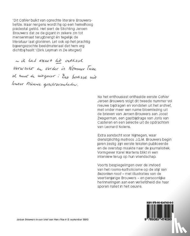 Brouwers, Jeroen - Cahier Jeroen Brouwers