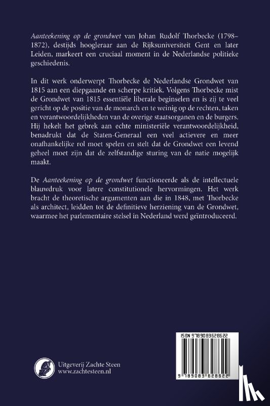 Thorbecke, Johan Rudolph - Aanteekening op de Grondwet
