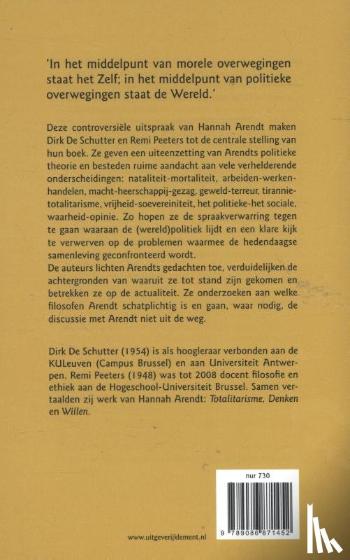 Schutter, Dirk de, Peeters, Remi - Hannah Arendt