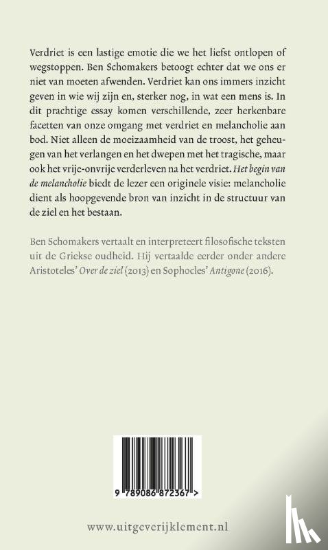 Schomakers, Ben - Het begin van de melancholie