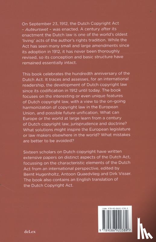  - A century of Dutch copyright law