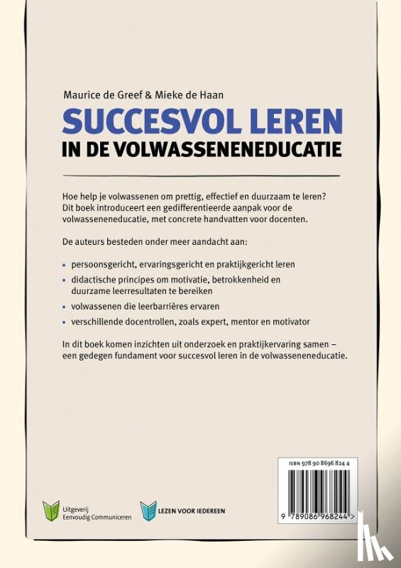 Greef, Maurice de, Haan, Mieke de - Succesvol leren in de volwasseneneducatie