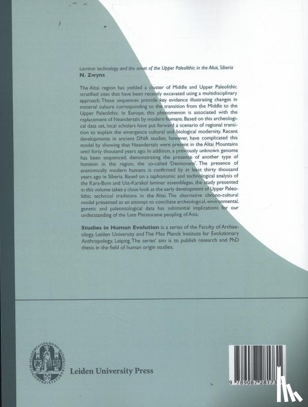 Zwyns, Nicolas - Laminar technology and the onset of the upper paleolithic in the Altai, Siberia