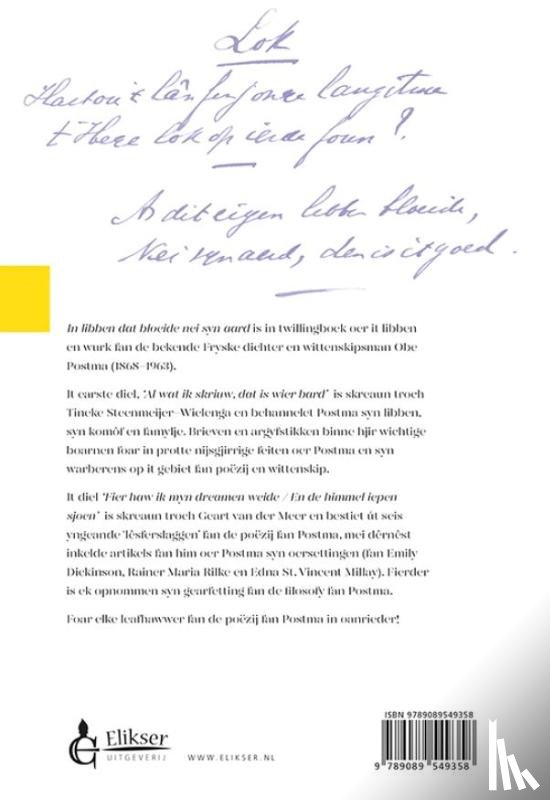Steenmeijer-Wielenga, Tineke, Meer, Geart van der - Obe Postma In libben dat bloeide nei syn aard
