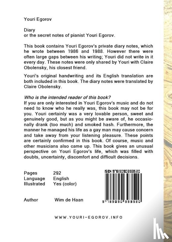 Haan, Wim de - Youri Egorov - Diary