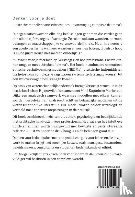 Versteegt, Jop - Denken voor je doet