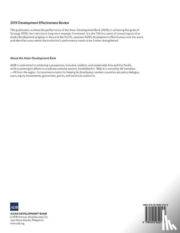 Asian Development Bank - 2019 Development Effectiveness Review