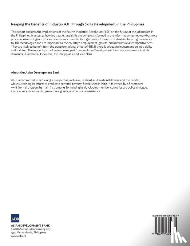 Asian Development Bank - Reaping the Benefits of Industry 4.0 through Skills Development in the Philippines