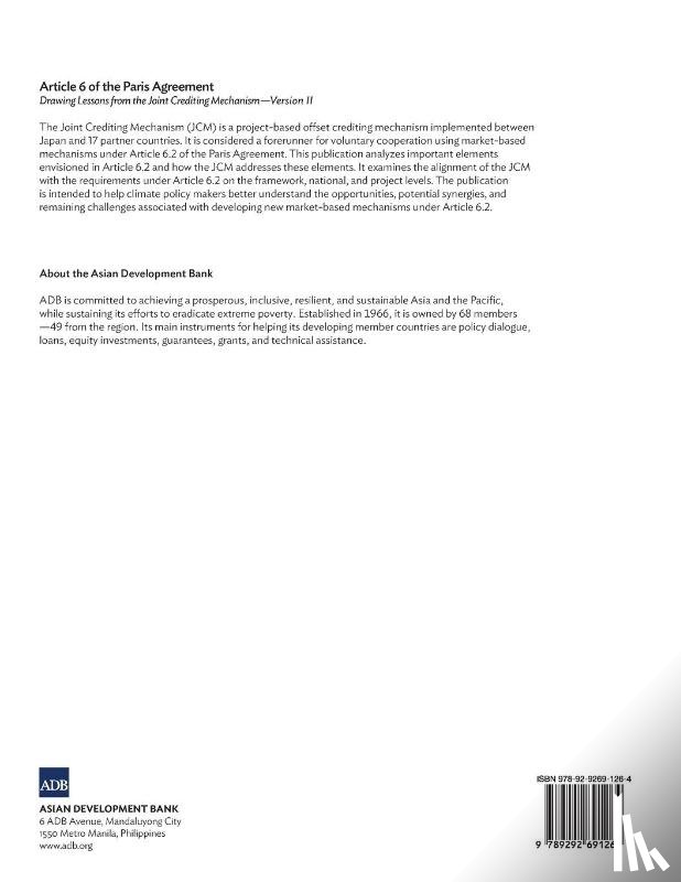 Asian Development Bank - Article 6 of the Paris Agreement
