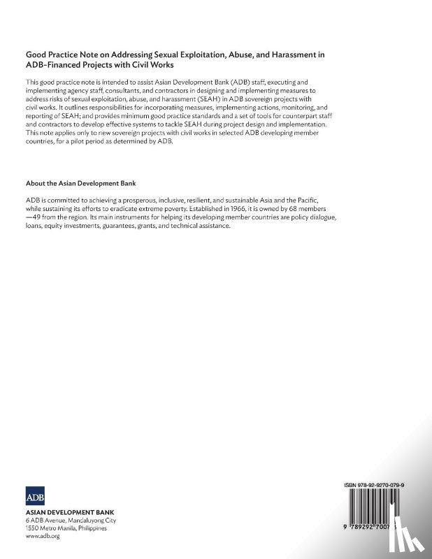 Asian Development Bank - Good Practice Note on Addressing Sexual Exploitation, Abuse, and Harassment in ADB-Financed Projects with Civil Works