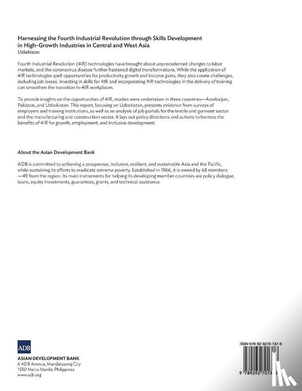 Asian Development Bank - Harnessing the Fourth Industrial Revolution through Skills Development in High-Growth Industries in Central and West Asia - Uzbekistan