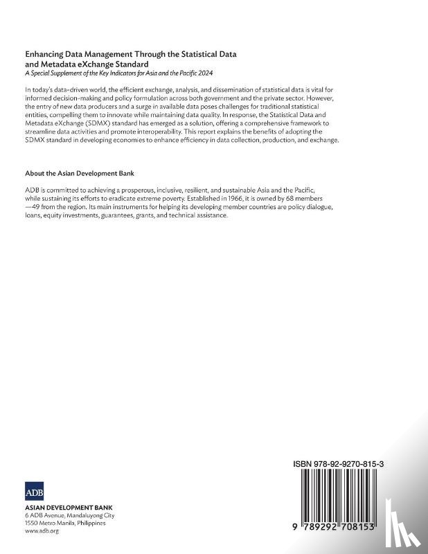 Asian Development Bank - Enhancing Data Management Through the Statistical Data and Metadata eXchange Standard