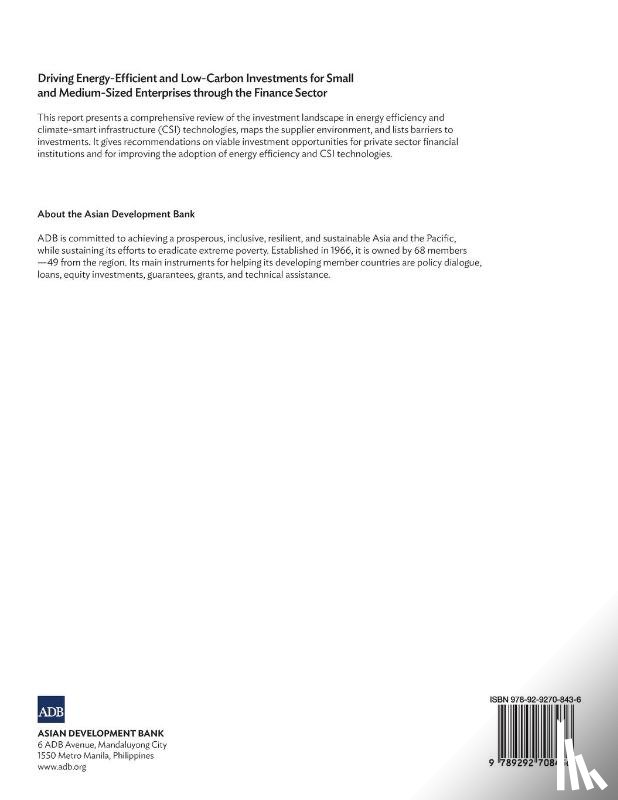 Asian Development Bank - Driving Energy-Efficient and Low-Carbon Investments for Small and Medium-Sized Enterprises through the Finance Sector