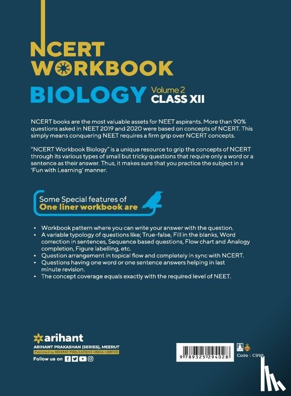 Saleem, Sanubia, Thareja, Kavita - Ncert Workbook Biology Volume 2 Class 12