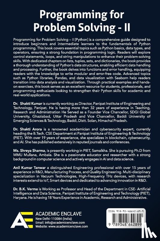 Kumar, Shakti, Arora, Shakti, Verma, B K - Programming for Problem Solving - II