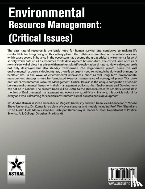 Kumar, Dr Arvind, Roy, Dr Pashupati Kumar - Environmental Resource Management: (Critical Issues)