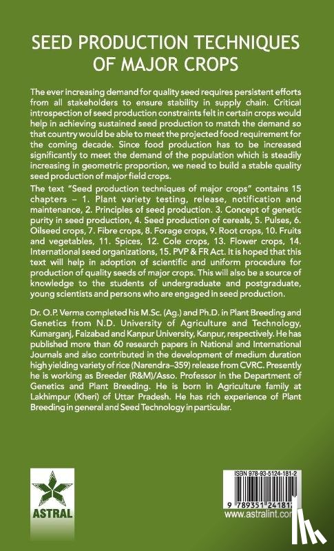 Verma, O P - Seed Production Techniques of Major Crops