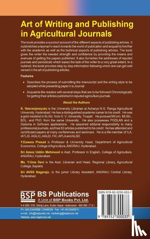 Veeranjaneyulu, K, Prasad, Y Eswar - Art of Writing and Publishing in Agricultural journals