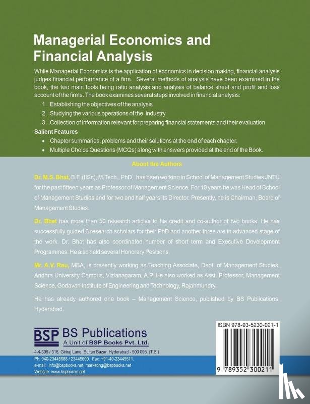 Bhat, M S, Rau, A V - Managerial Economics and Financial Analysis