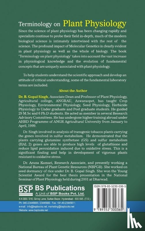 Singh, B Gopal, Kumari, Aruna - Terminology on Plant Physiology