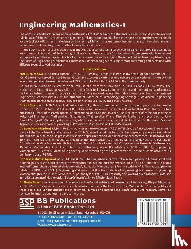 Yadava, R N, Goyal, Anil, Bhardwaj, Ramakant - Engineering Mathematics - I