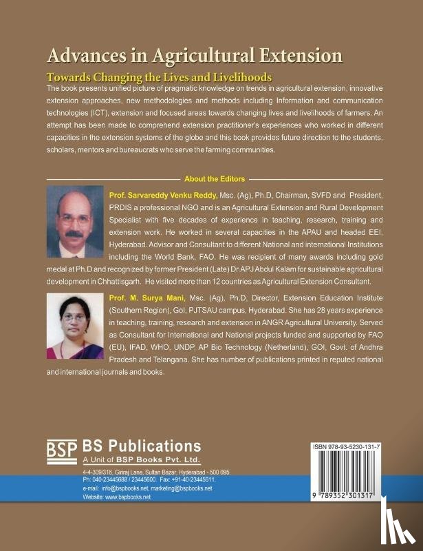 Reddy, Sarvareddy Venku, Mani, M Surya - Advances in Agricultural Extension Towards Changing the Lives and Livelihoods