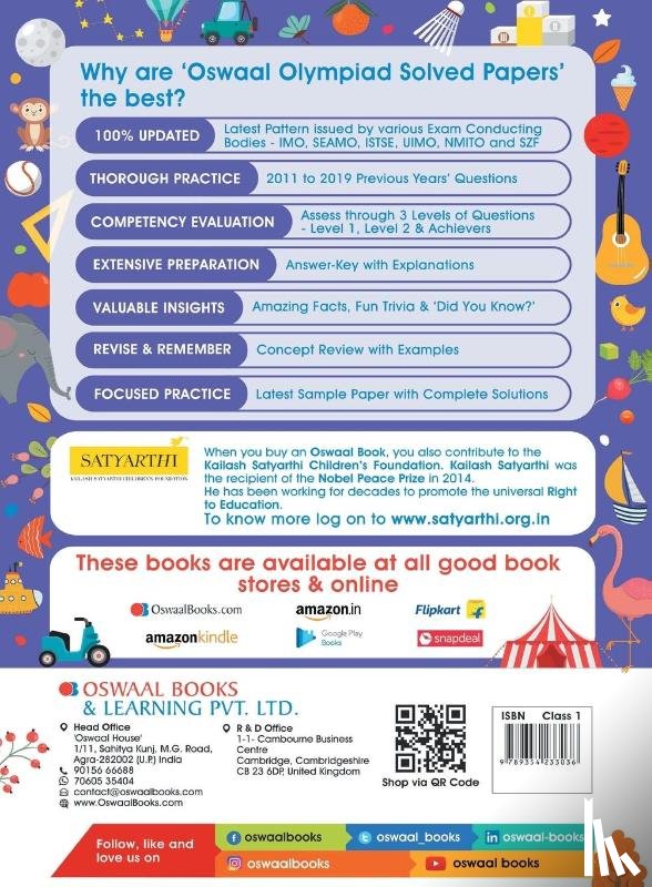 Oswaal Editorial Board - Oswaal One for All Olympiad Previous Years Solved Papers, Class-1 Mathematics Book (For 2021-22 Exam)
