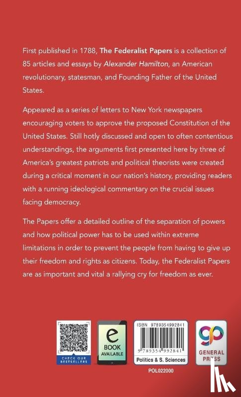 Hamilton, Alexander, Press, General - The Federalist Papers (Hardcover Library Edition)