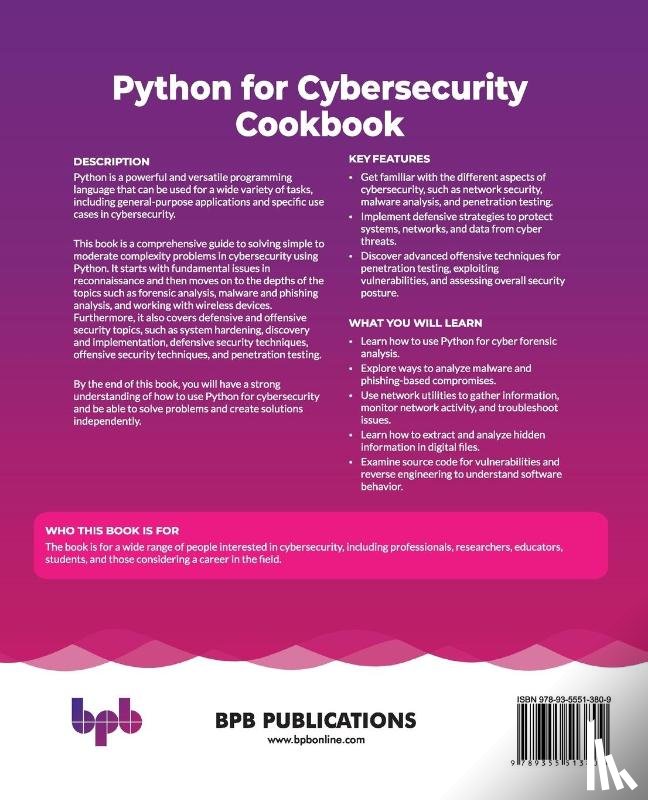 Krishna, Nishant - Python for Cybersecurity Cookbook