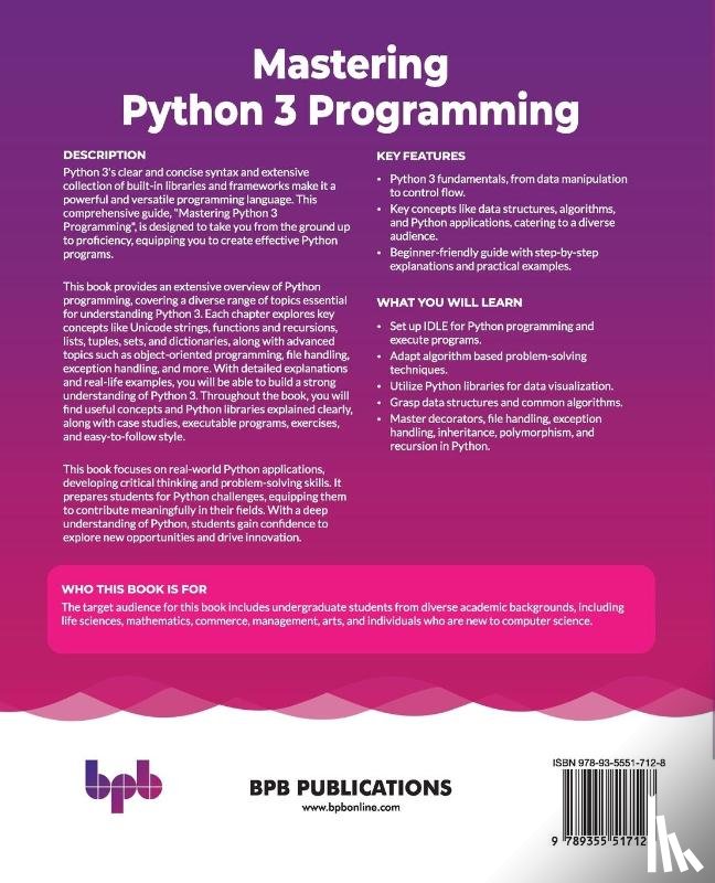 Ramasamy, Subburaj - Mastering Python 3 Programming