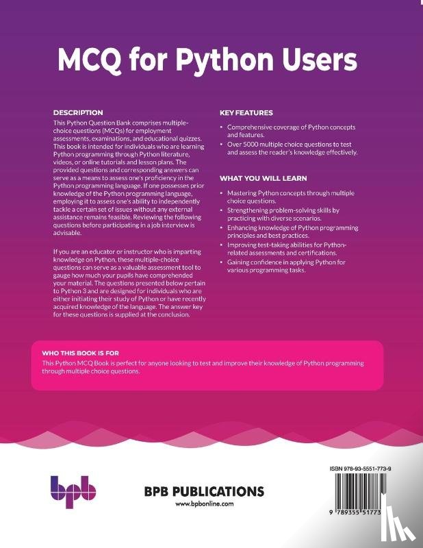 Bakariya, Brijesh - MCQ for Python Users