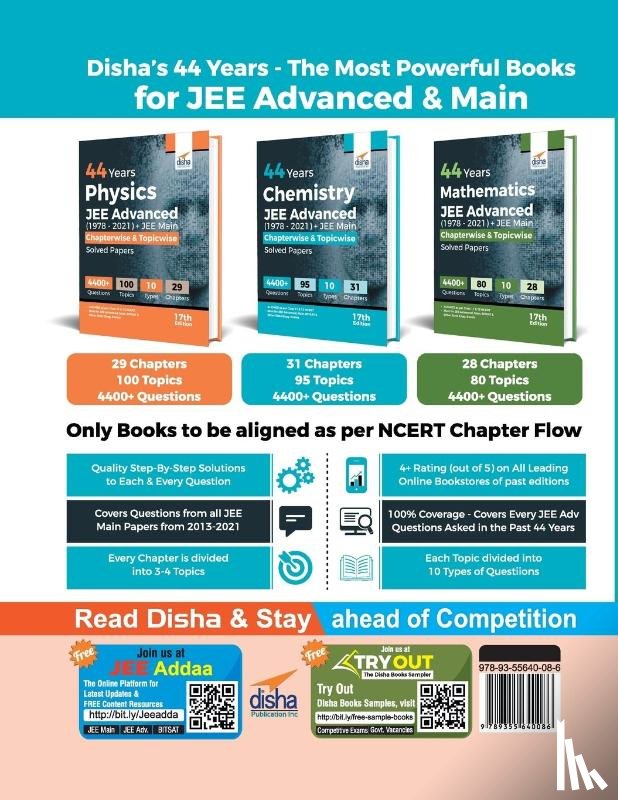 Disha Experts - 44 Years Chemistry JEE Advanced (1978 - 2021) + JEE Main Chapterwise & Topicwise Solved Papers 17th Edition
