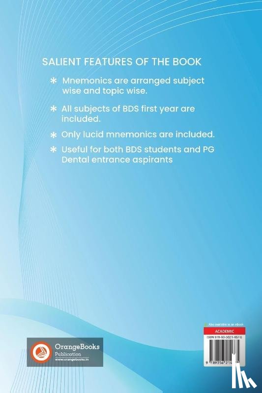Farooqi T Bds, Dr Ahmed Hasan - Mnemonics For Dental Students (MDS) Book Series