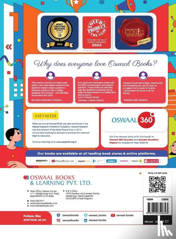 Oswaal Editorial Board - Oswaal CBSE Class 12 Computer Science Question Bank 2023-24 Book